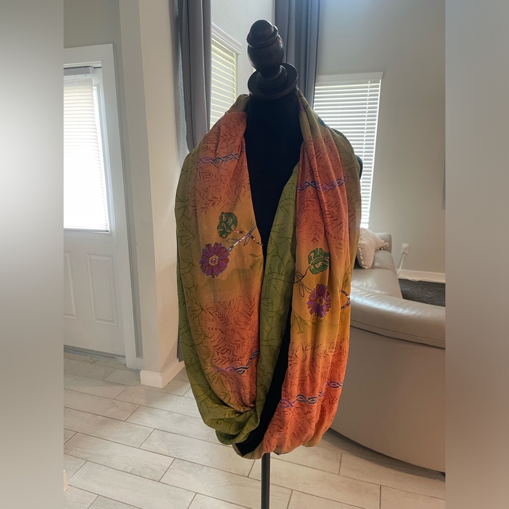 NWT Indie Ella $98 olive silk boho infinity scarf